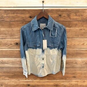 NWT Rails Turner Y2K Bleached Denim Jacket Women's Size XS Distressed 90's Faded